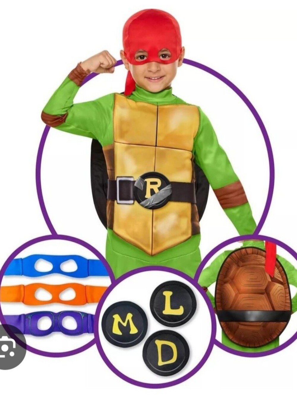 Toddler Teenage Mutant Ninja Turtles TMNT 4-in-1 Costume Set Size 3T-4T NWT